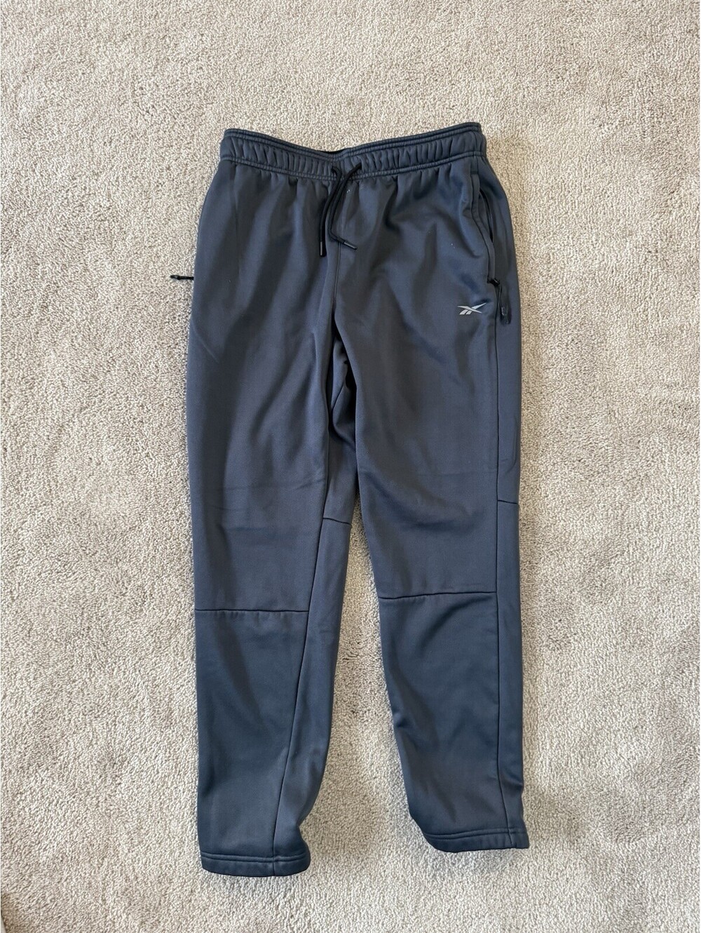 Reebok Mens Fleece Jogger Sweatpants Medium Gray Drawstring Athletic Training
